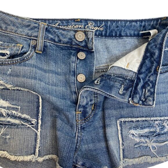 American Eagle Vintage Patchwork Shorts with Frayed Hems Size 6 - Picture 3 of 6